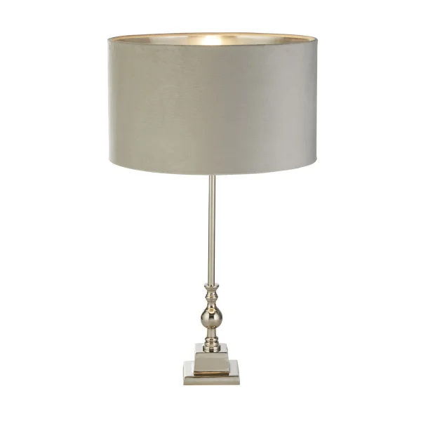 Searchlight Whitby - lampe à poser - Ø 38 x 67 cm - chrome, argent et gris