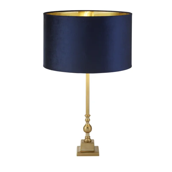 Searchlight Whitby - lampe à poser - Ø 40 x 67 cm - laiton antique, or et bleu marine