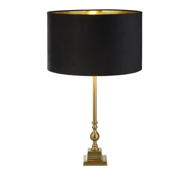 Searchlight Whitby - lampe à poser - Ø 40 x 67 cm - laiton antique, or et noir