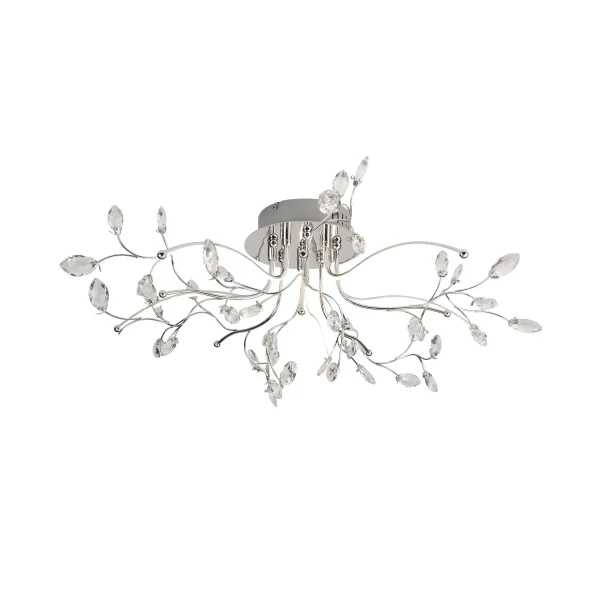 Searchlight Willow - plafonnier - Ø 73 x 23 cm - 20W LED dimmable inclus - chrome et transparent