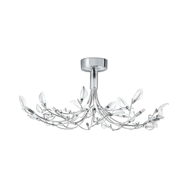 Searchlight Wisteria - plafonnier - Ø 66 x 28 cm - 10 x 7W halogène inclus - chrome et blanc