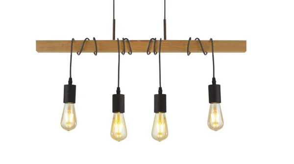 Searchlight Woody - lampe suspendue - 70 x 150 cm - noir et brun
