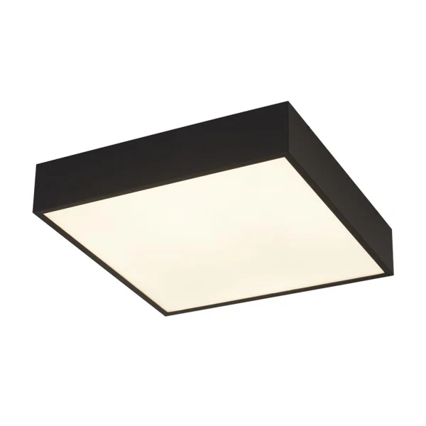 Searchlight Zeus - plafonnier - 30 x 30 x 6 cm - 16W LED inclus - IP44 - noir et opale