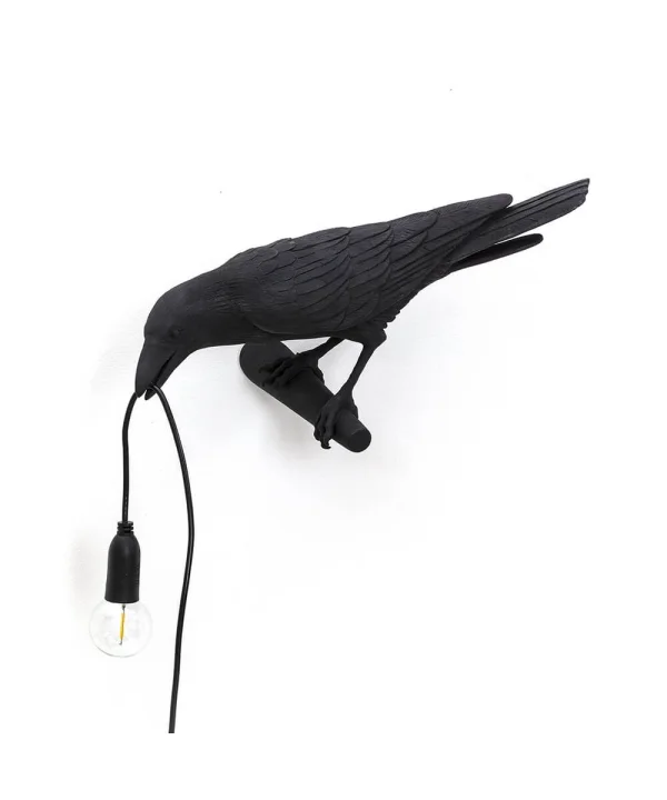 SELETTI - Bird Lamp Looking Left Applique Noir