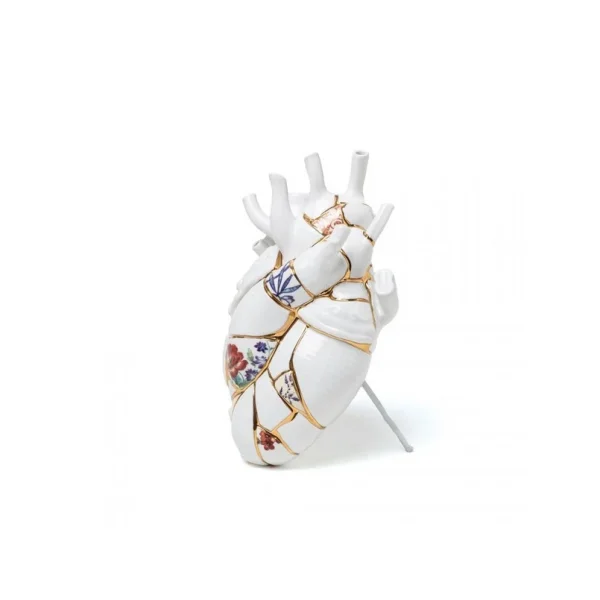 SELETTI - Love In Bloom Kintsugi Porcelain Heart Vase