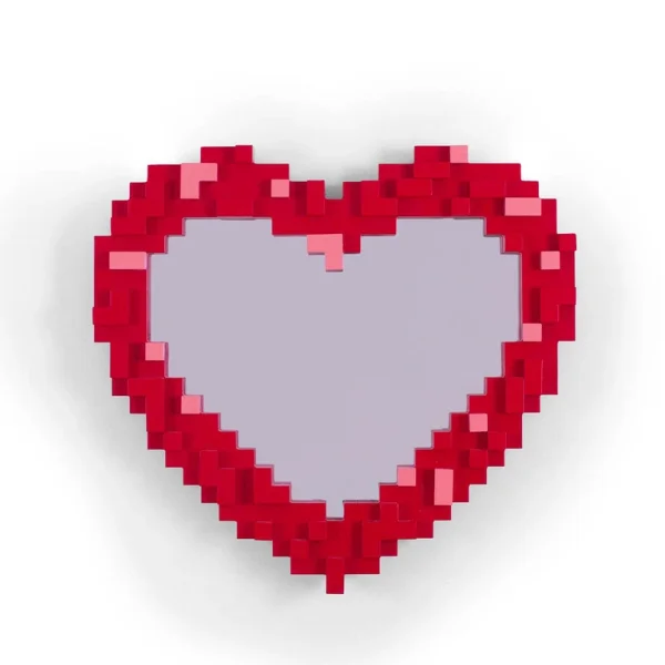 SELETTI - Miroir Heart Pixel rouge/rose