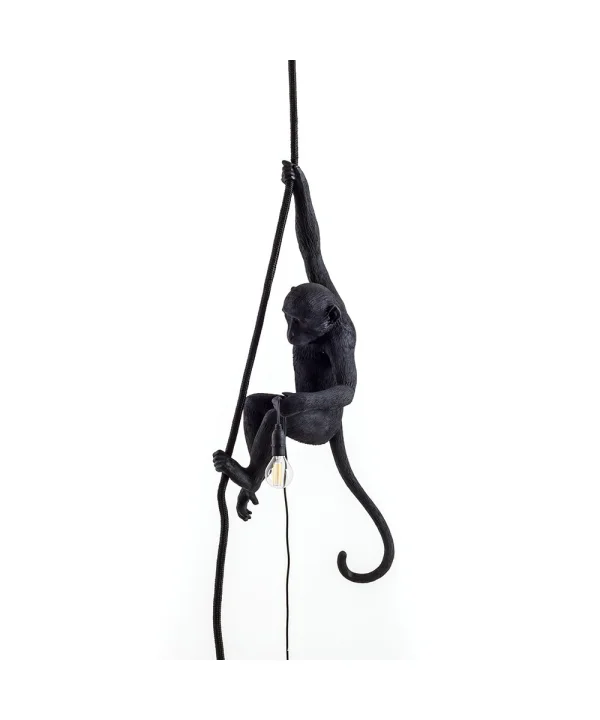 Seletti - Monkey With Rope Outdoor Pendant Black