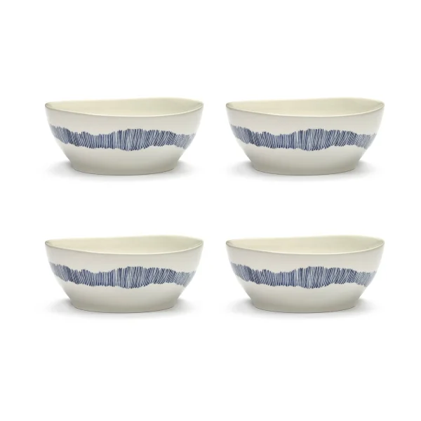 Serax Bol Ottolenghi Feast L Ø17 cm lot de 4 White-stripes blue