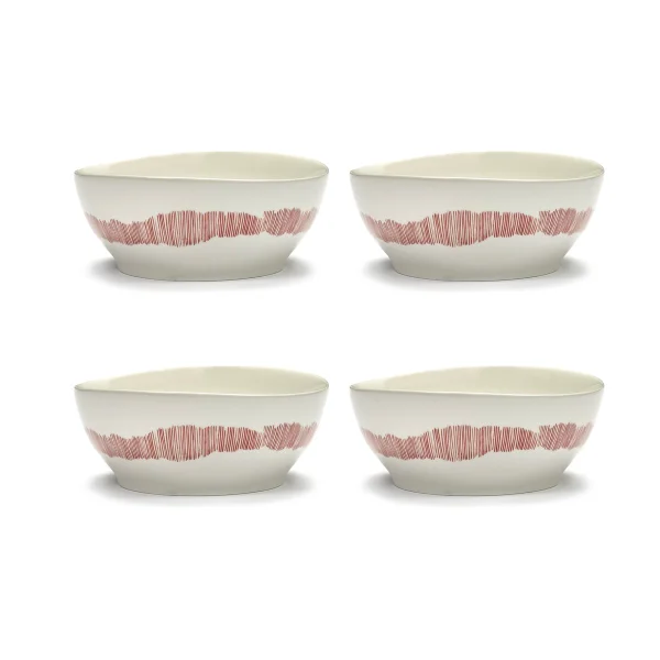 Serax Bol Ottolenghi Feast L Ø17 cm lot de 4 White stripes-red