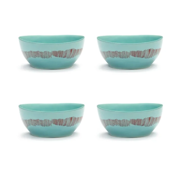 Serax Bol Ottolenghi Feast S Ø15 cm lot de 4 Azure stripes-red