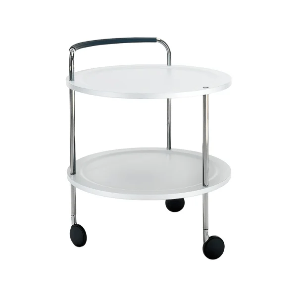 SMD Design Chariot de service Trolley Round blanc, structure chromée