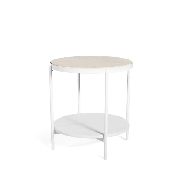 SMD Design Table d'appoint Lene blanc, bas, placage de hêtre pigmenté blanc