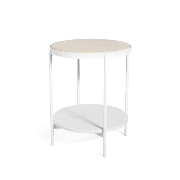 SMD Design Table d'appoint Lene blanc, haut, placage de hêtre pigmenté blanc