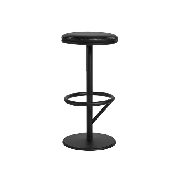 SMD Design Tabouret de bar Orbit bas noir mat, cuir noir