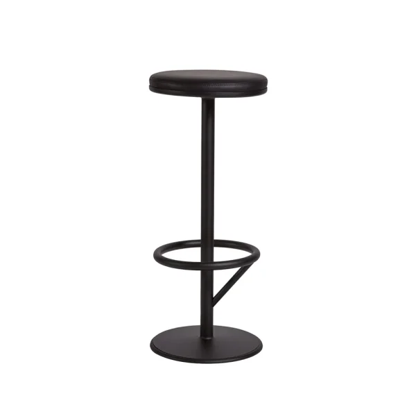 SMD Design Tabouret de bar Orbit haut noir mat, cuir noir