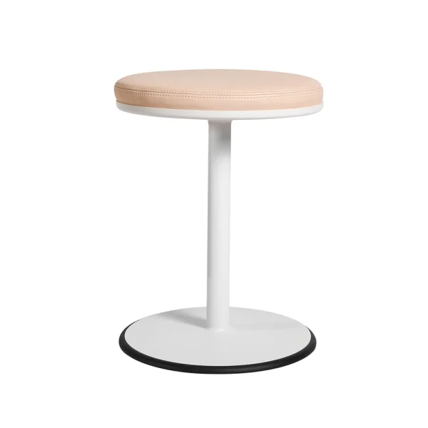 SMD Design Tabouret Orbit blanc, cuir marron clair