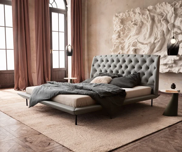 Sommier rembourré Rafinata 180x200 cm similicuir gris clair