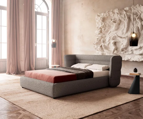 Sommier rembourré Simea 140x200 cm Bouclé Gris Argenté