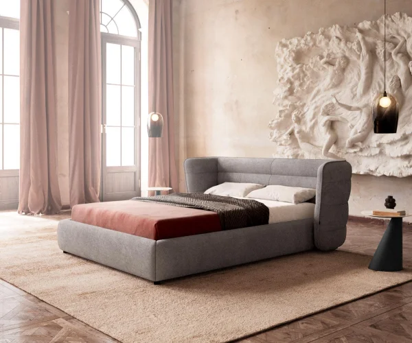 Sommier rembourré Simea 140x200 cm microfibre grise
