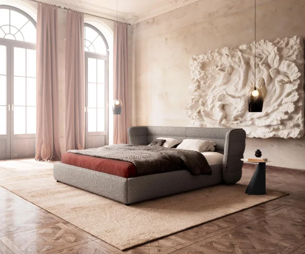 Sommier rembourré Simea 180x200 cm Bouclé Gris Argenté