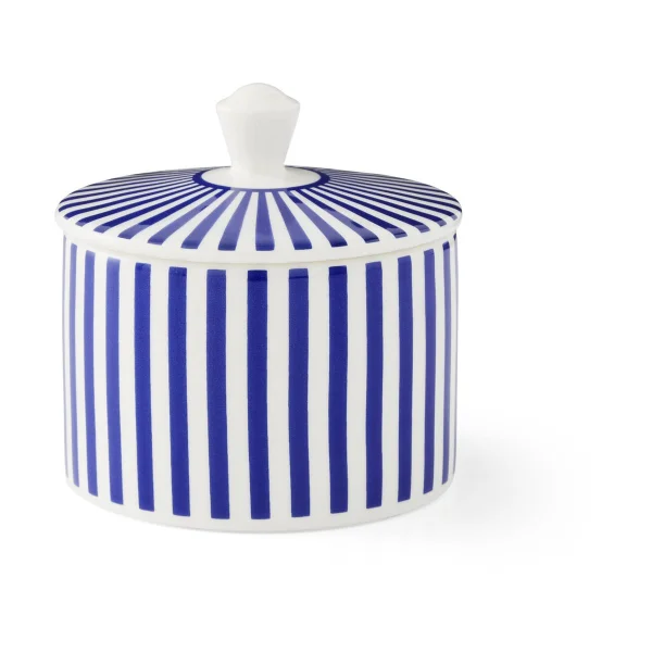 Spode Sucrier avec couvercle Steccato 29 cl Bleu-blanc
