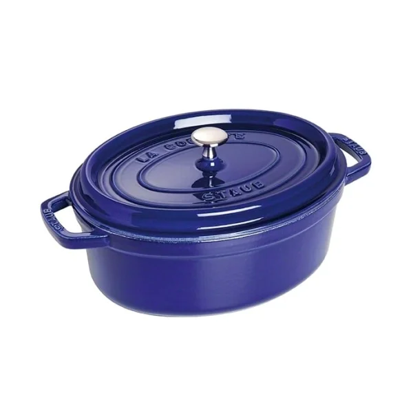 STAUB Cocotte en fonte ovale Staub, trois couches d'émail 4,2 l bleu foncé