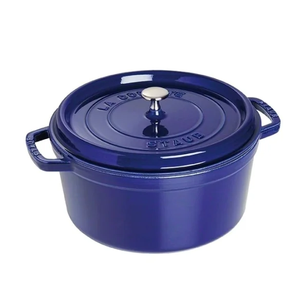 STAUB Cocotte en fonte ronde Staub, trois couches d'émail 6,7 l bleu foncé