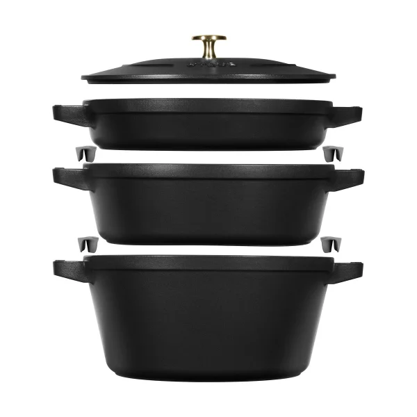 STAUB Ensemble de casseroles et poêles empilables Staub 5 pièces Noir