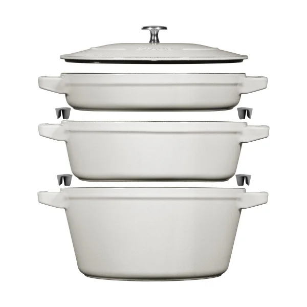 STAUB Ensemble de casseroles et poêles empilables Staub 5 pièces White truffle