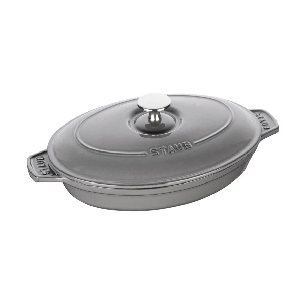 STAUB Plat à gratin Staub fonte avec couvercle ovale 23 cm Gris graphite