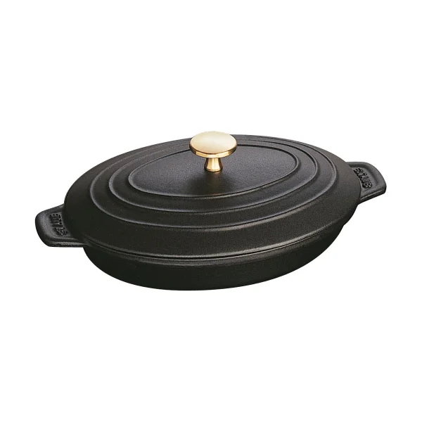 STAUB Plat à gratin Staub fonte avec couvercle ovale 23 cm Noir