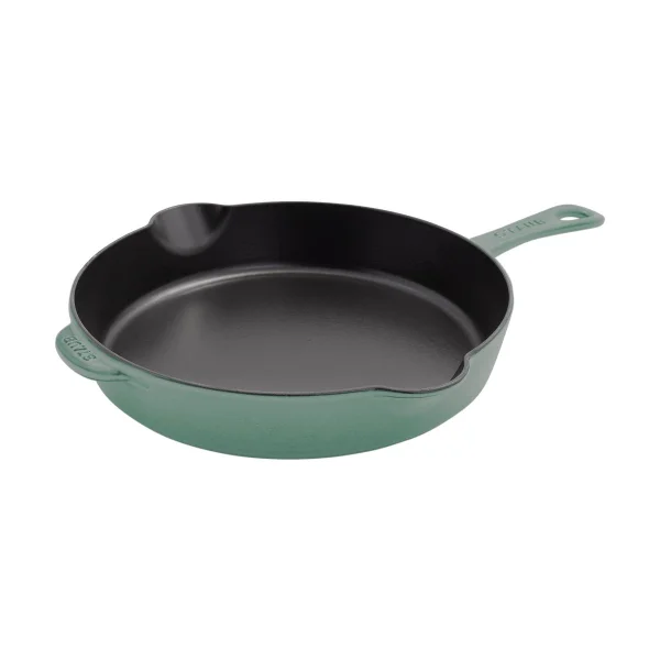 STAUB Poêle à frire Staub fonte noire avec bec verseur Ø28 cm Bois d'eucalyptus