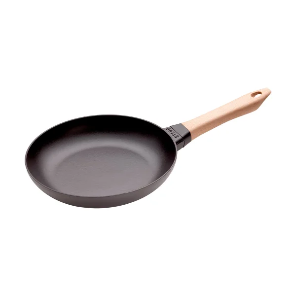 STAUB Poêle à frire Staub fonte noire avec manche en bois clair Ø24 cm