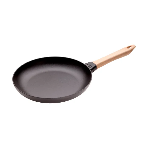 STAUB Poêle à frire Staub fonte noire avec manche en bois clair Ø28 cm