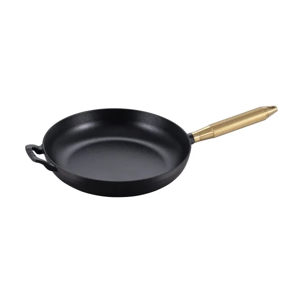 STAUB Poêle en fonte noire Buster & Punch Ø28 cm Poignée en laiton
