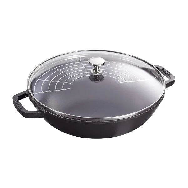 STAUB Wok avec couvercle en verre Ø30 cm 4,4 L Noir