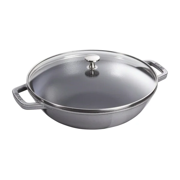 STAUB Wok avec couvercle en verre Ø37 cm 5,7 L Gris