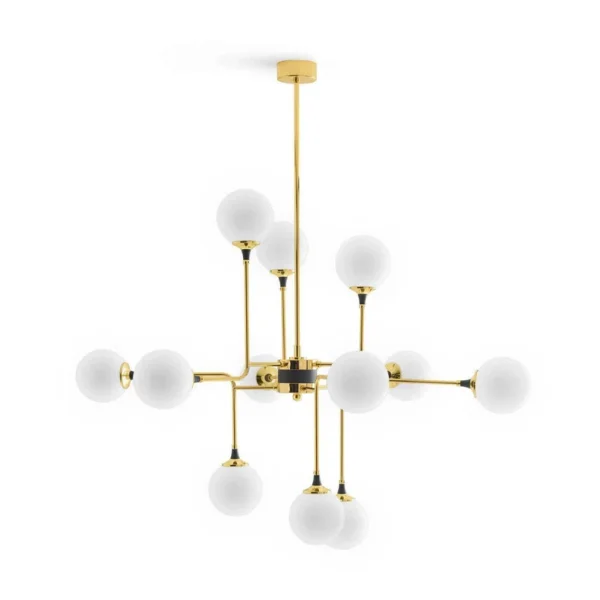 Stilnovo - Suspension Galassia, couleur or, à 12 lampes, Ø 120 cm