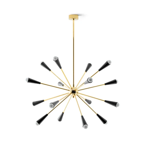 Stilnovo - Suspension LED Sputnik, 16 lampes, doré/noir