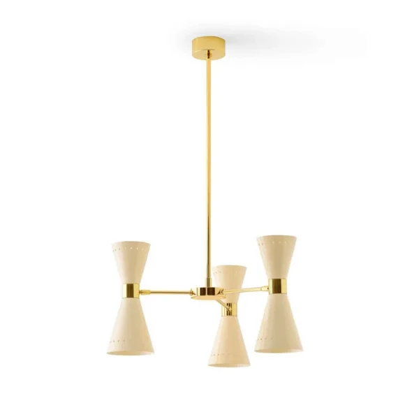 Stilnovo - Suspension Megafono, couleur ivoire 54 cm, 6 lampes