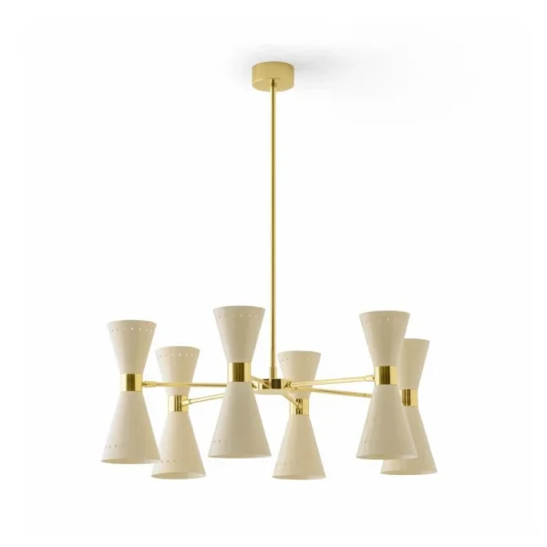 Stilnovo - Suspension Megafono, couleur ivoire, à 12 lampes