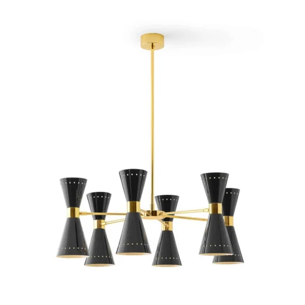 Stilnovo - Suspension Megafono, noire, 80 cm, à 12 lampes