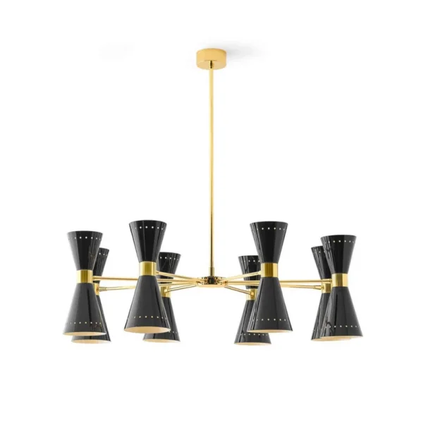 Stilnovo - Suspension Megafono, noire, Ø 100 cm, 16 lampes