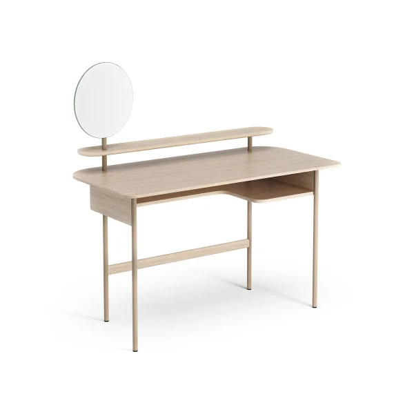 Swedese Bureau Luna avec étagère et miroir Chêne pigmenté blanc