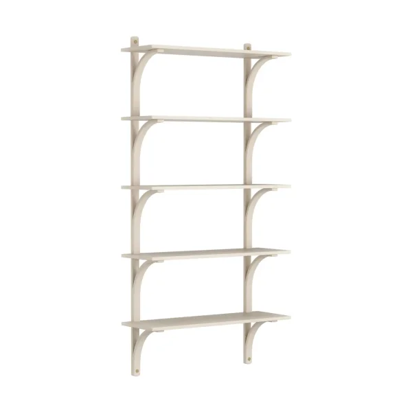 Swedese Étagère Levi à 5 plateau Blanc pigmenté frêne-laiton, 90 cm