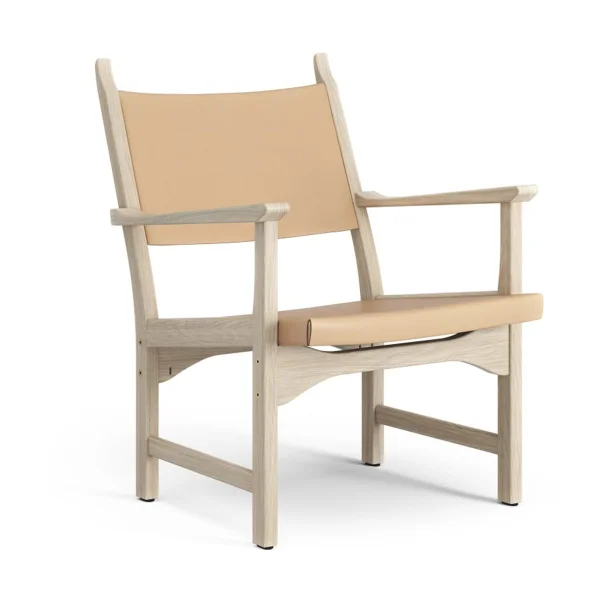 Swedese Fauteuil Caryngo Chêne pigmenté blanc-cuir nature