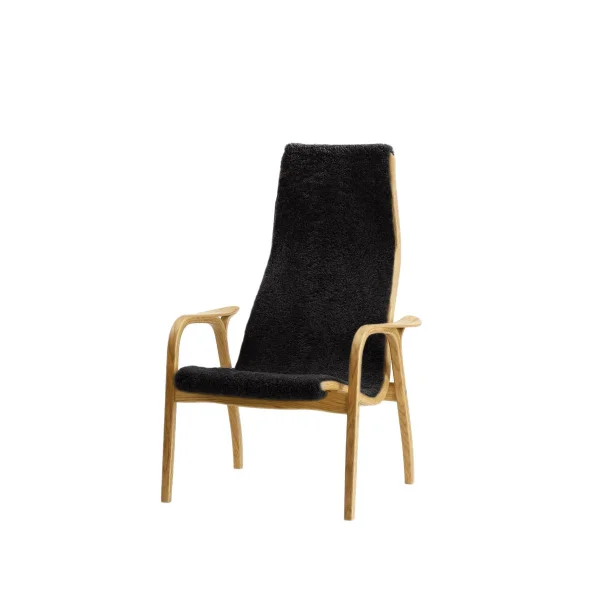 Swedese Fauteuil enfant Lamini peau de mouton black, chêne huilé