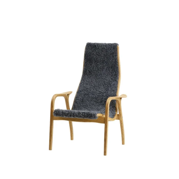 Swedese Fauteuil enfant Lamini peau de mouton charcoal, chêne huilé