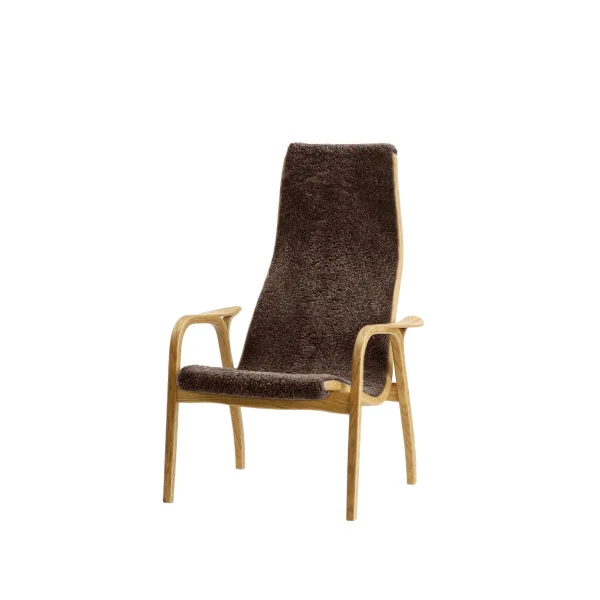 Swedese Fauteuil enfant Lamini peau de mouton espresso, chêne huilé