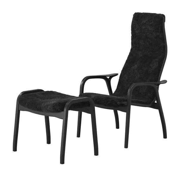 Swedese Fauteuil et repose-pieds Lamino Black Edition Noir